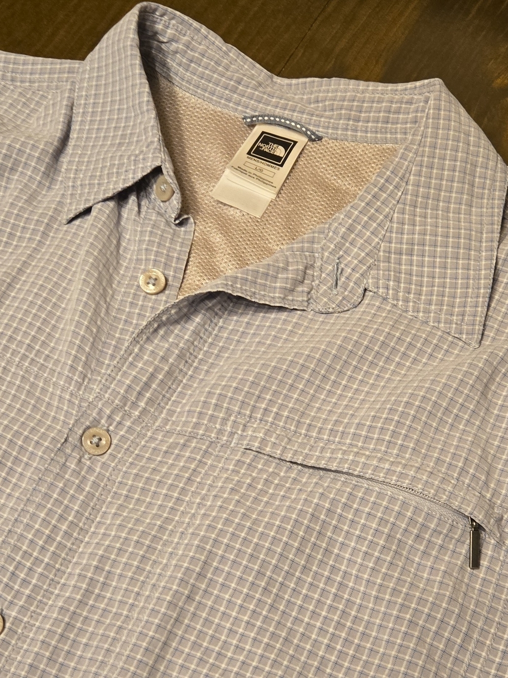 The North Face Men's Pale Blue Check Short-Sleeve Button-Down Shirt